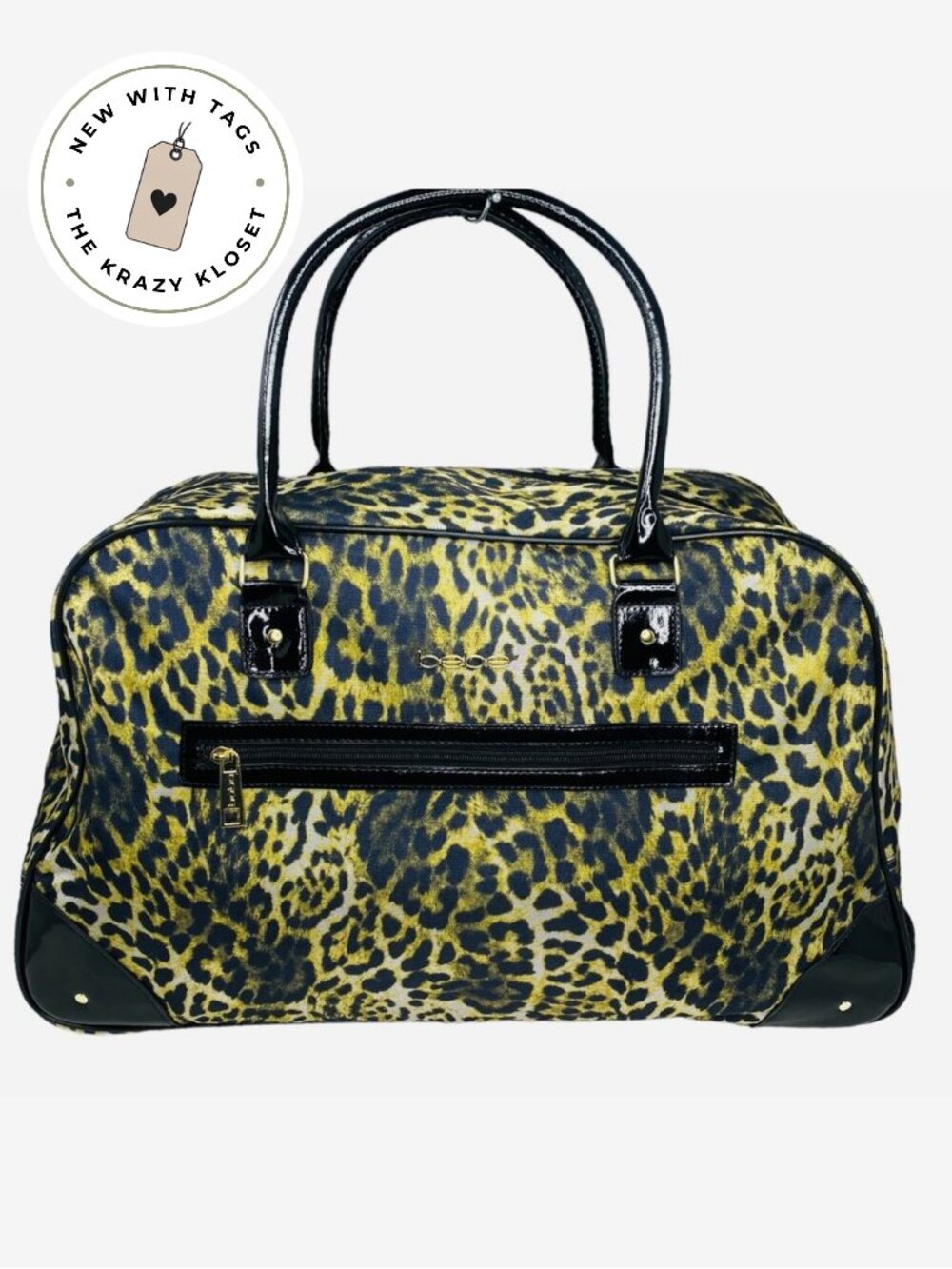 bebe Leopard Rolling Duffel Bag NWT | 22” Carry On Travel Bag Pink Logo Interior